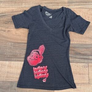 Blue V-Neck Tee with Red Graphic.
Cleveland Indians